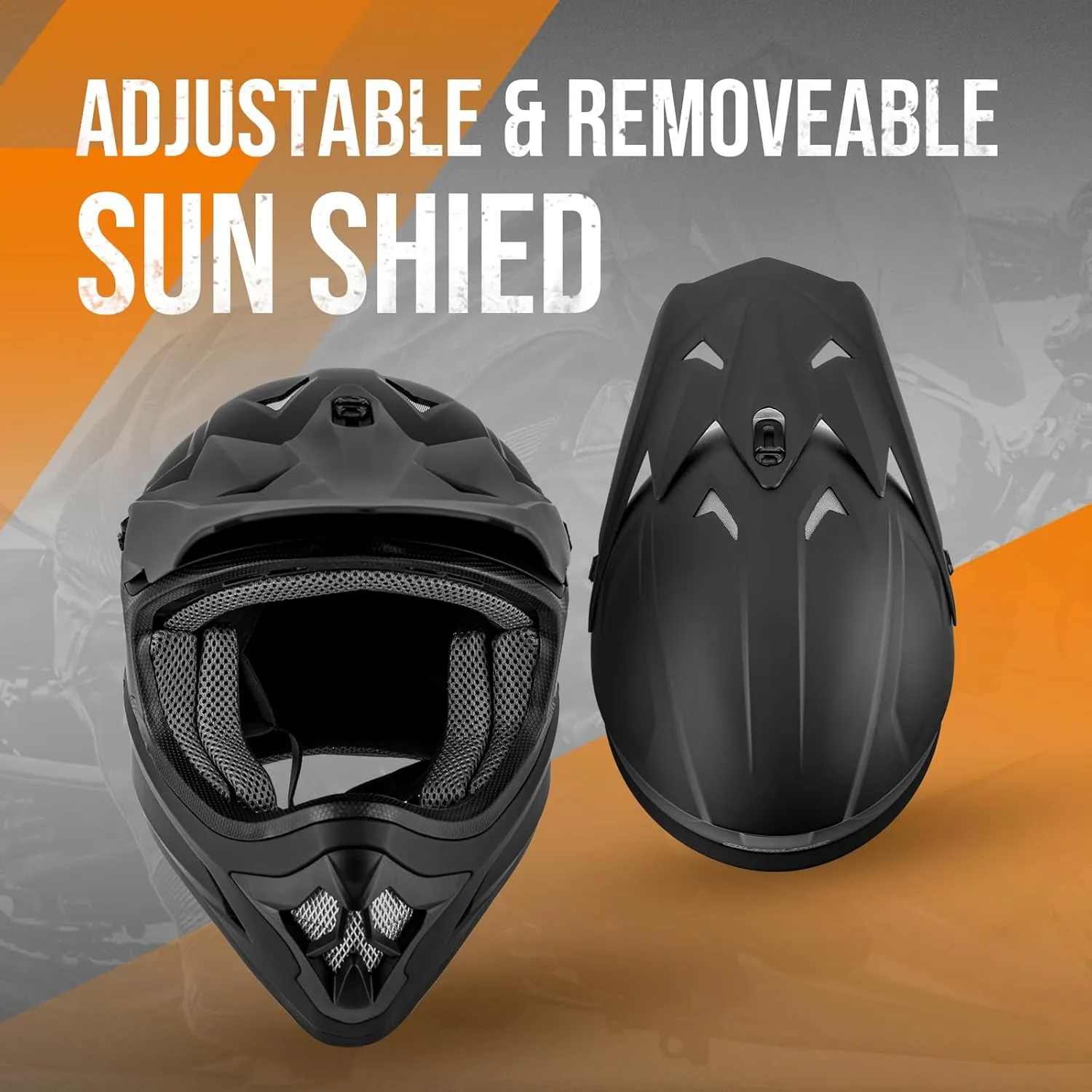 Adult ATV Dirt Bike Helmet with Goggles Gloves & Mask Quick Release Buckle Adjustable Sun Visor Motorcycle Adult Helmet Off-Road Motocross Downhill Moped MX for Unisex-Adult