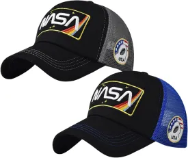 BAIMORE NASA Hat Baseball Cap Mesh Snap Back Adjustable Patchwork Outdoor Sports Cap