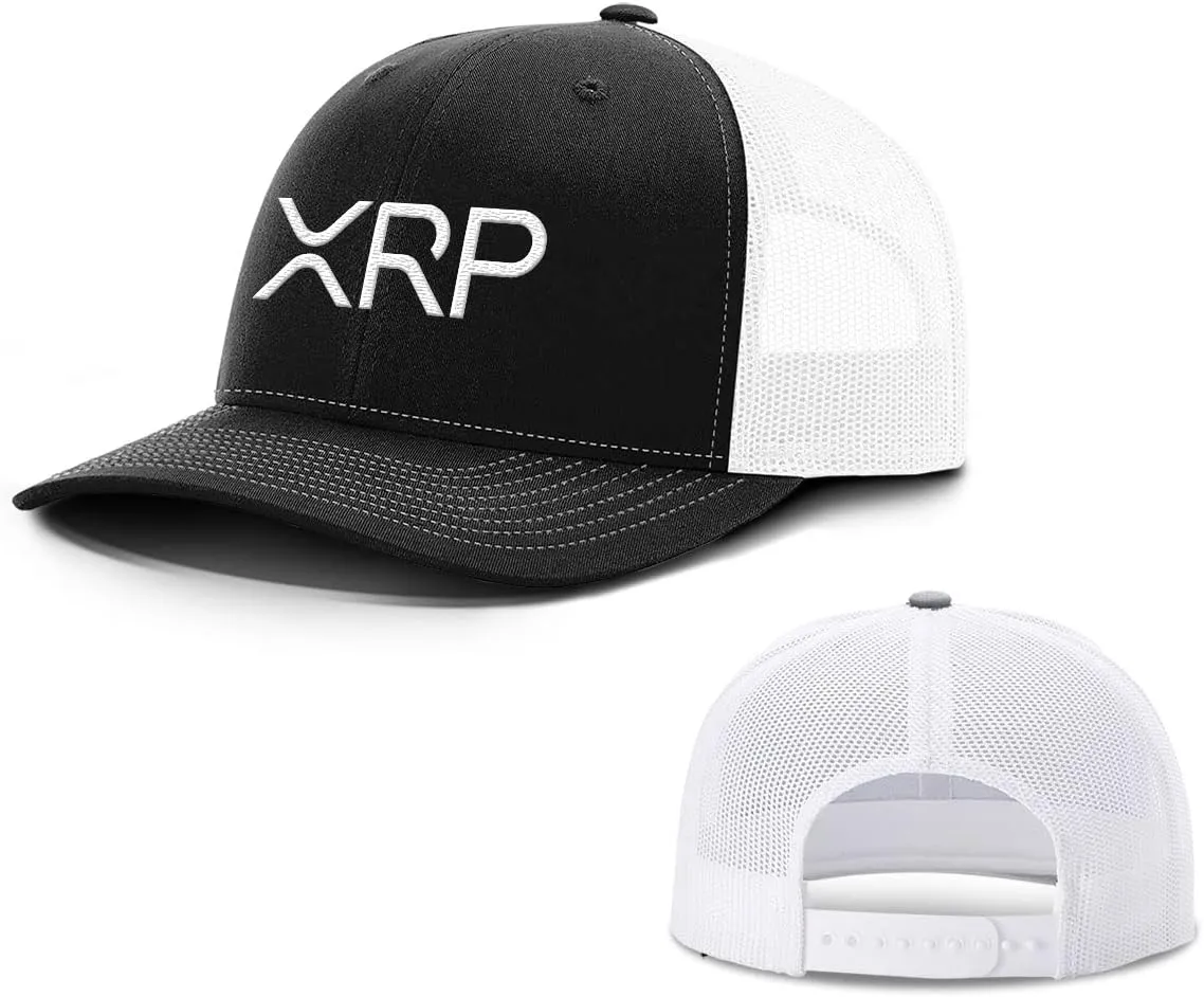 BustedTees XRP Back Mesh Hat Casual Wear Crypto Baseball Cap for Mens & Womens Breathable Mesh Adjustable Snapback Strap