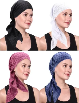 Coolwife Womens Chemo Cancer Turbans Cap Pre-Tied Hair Cover Wrap Hats Sleep Scarf Headwrap
