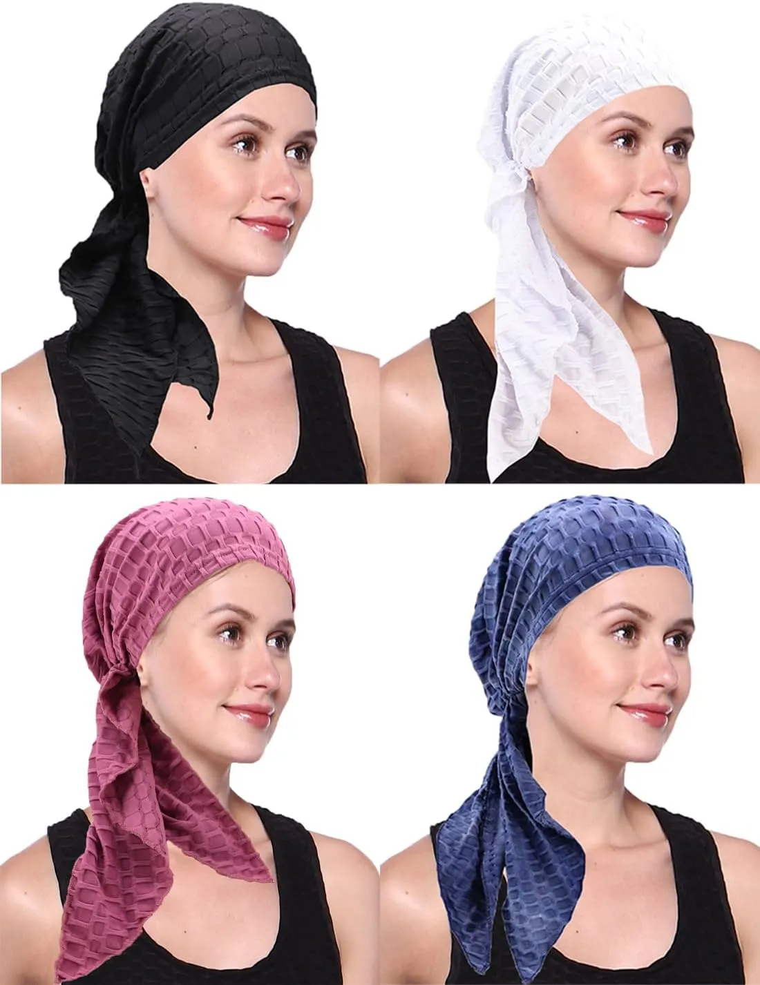 Coolwife Womens Chemo Cancer Turbans Cap Pre-Tied Hair Cover Wrap Hats Sleep Scarf Headwrap