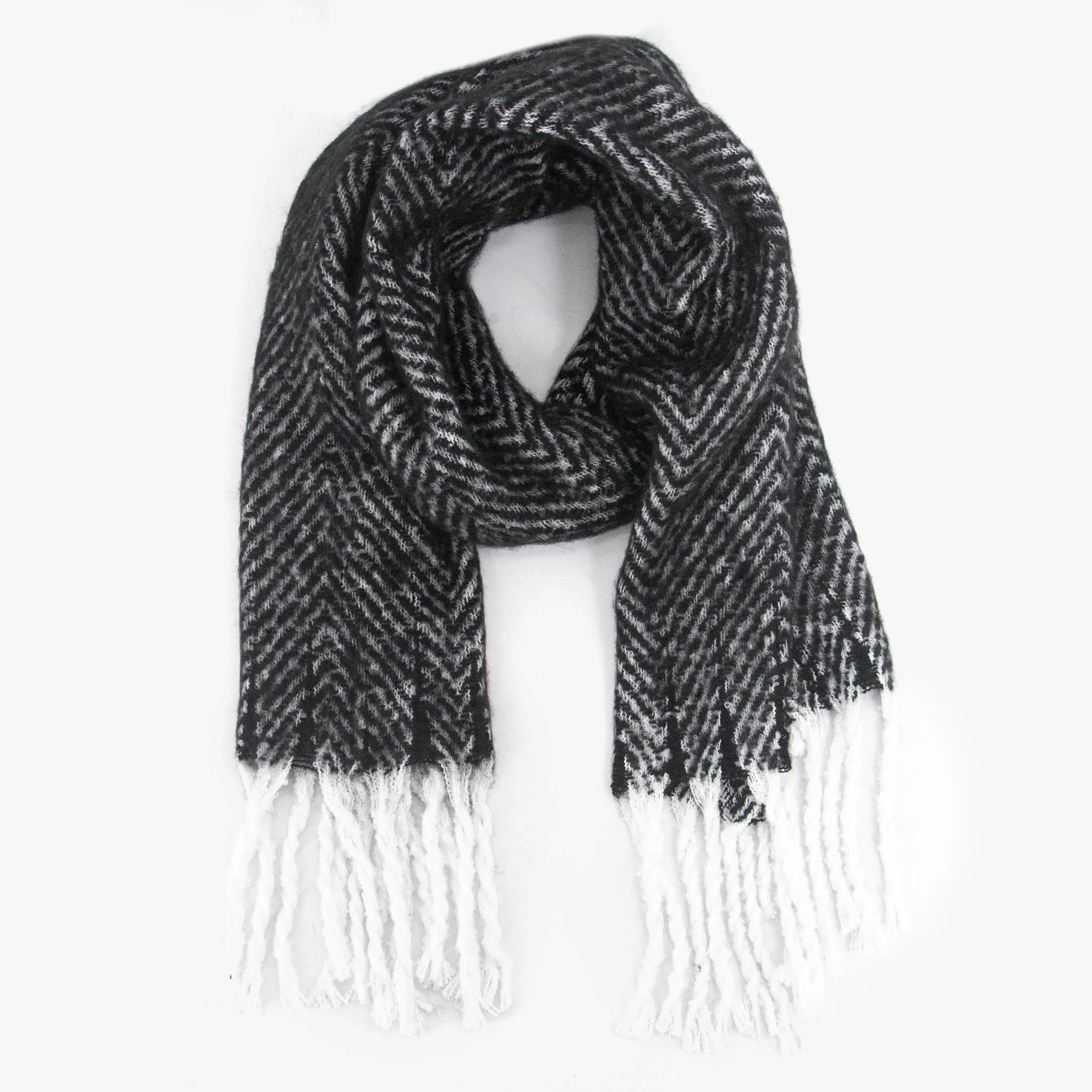 Cooper Heavyweight Scarf - Black, Herringbone