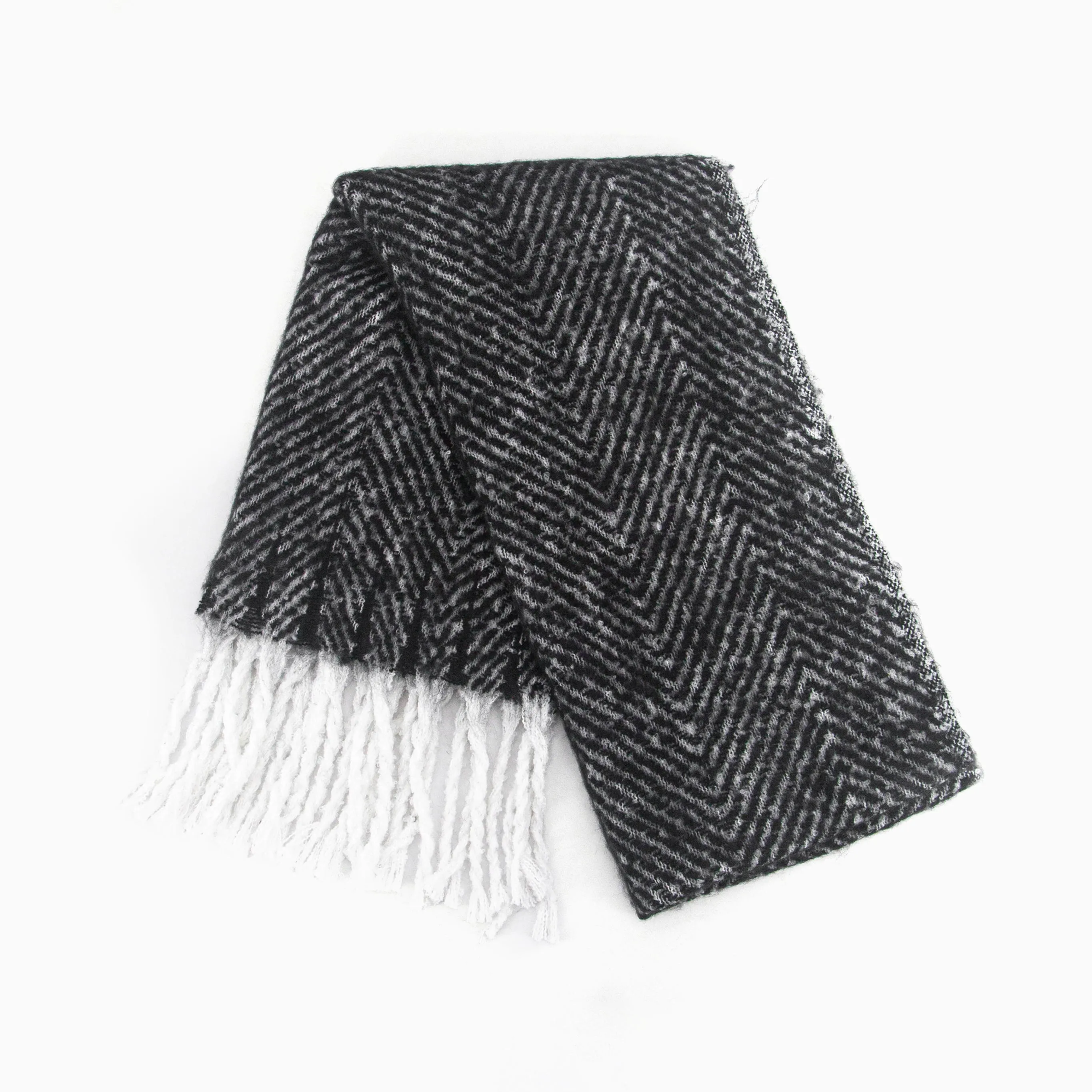 Cooper Heavyweight Scarf - Black, Herringbone