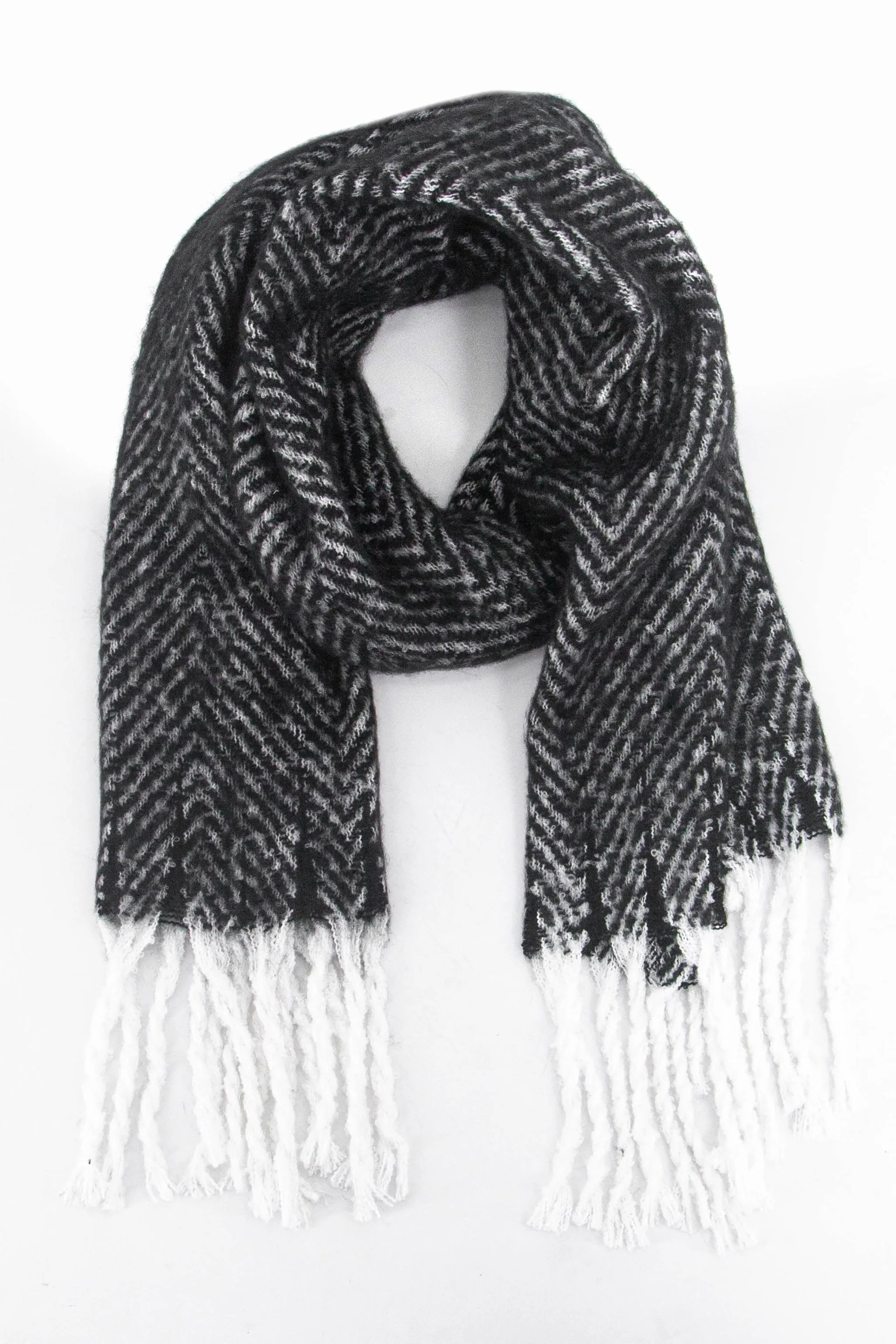 Cooper Heavyweight Scarf - Black, Herringbone