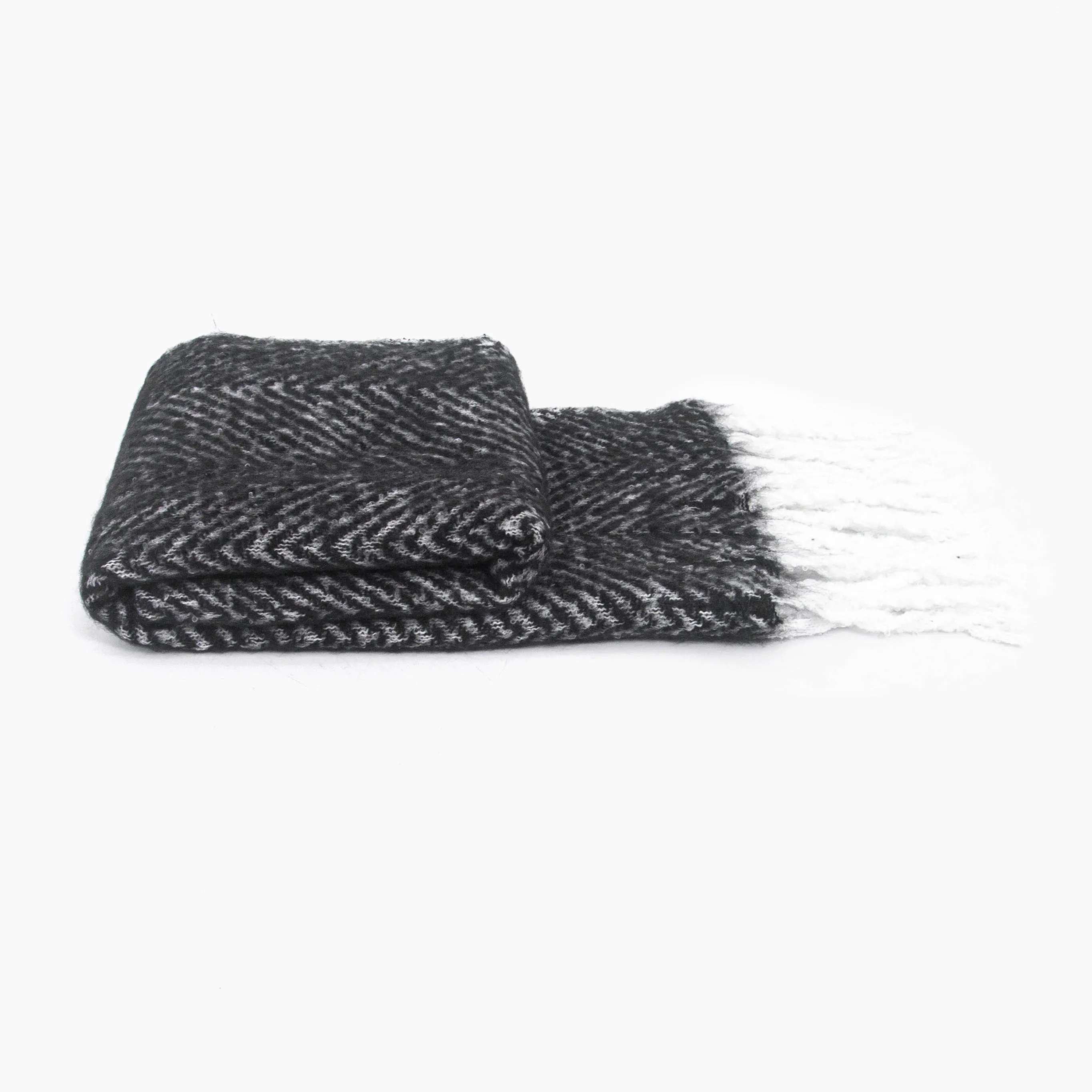 Cooper Heavyweight Scarf - Black, Herringbone