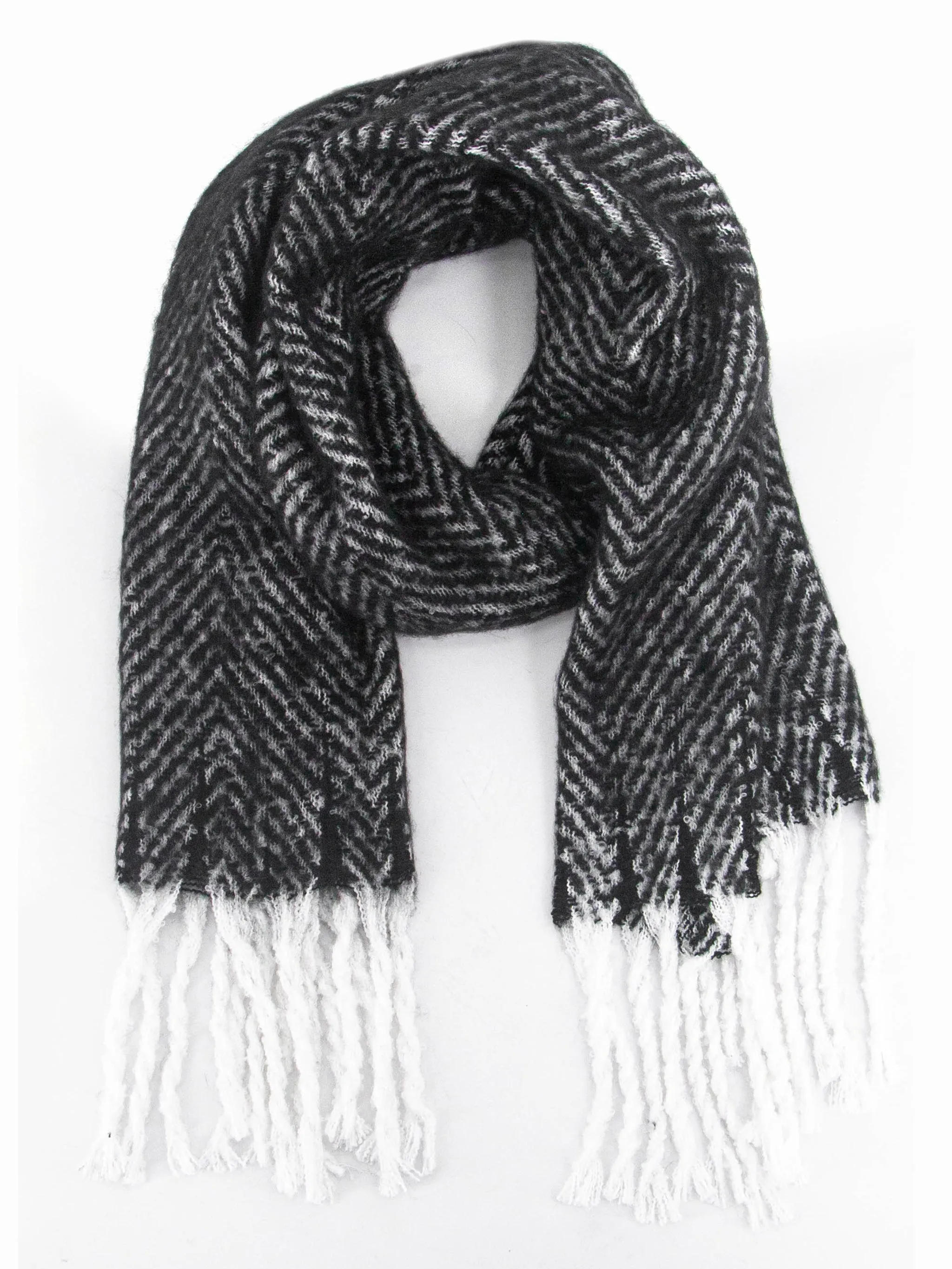 Cooper Heavyweight Scarf - Black, Herringbone