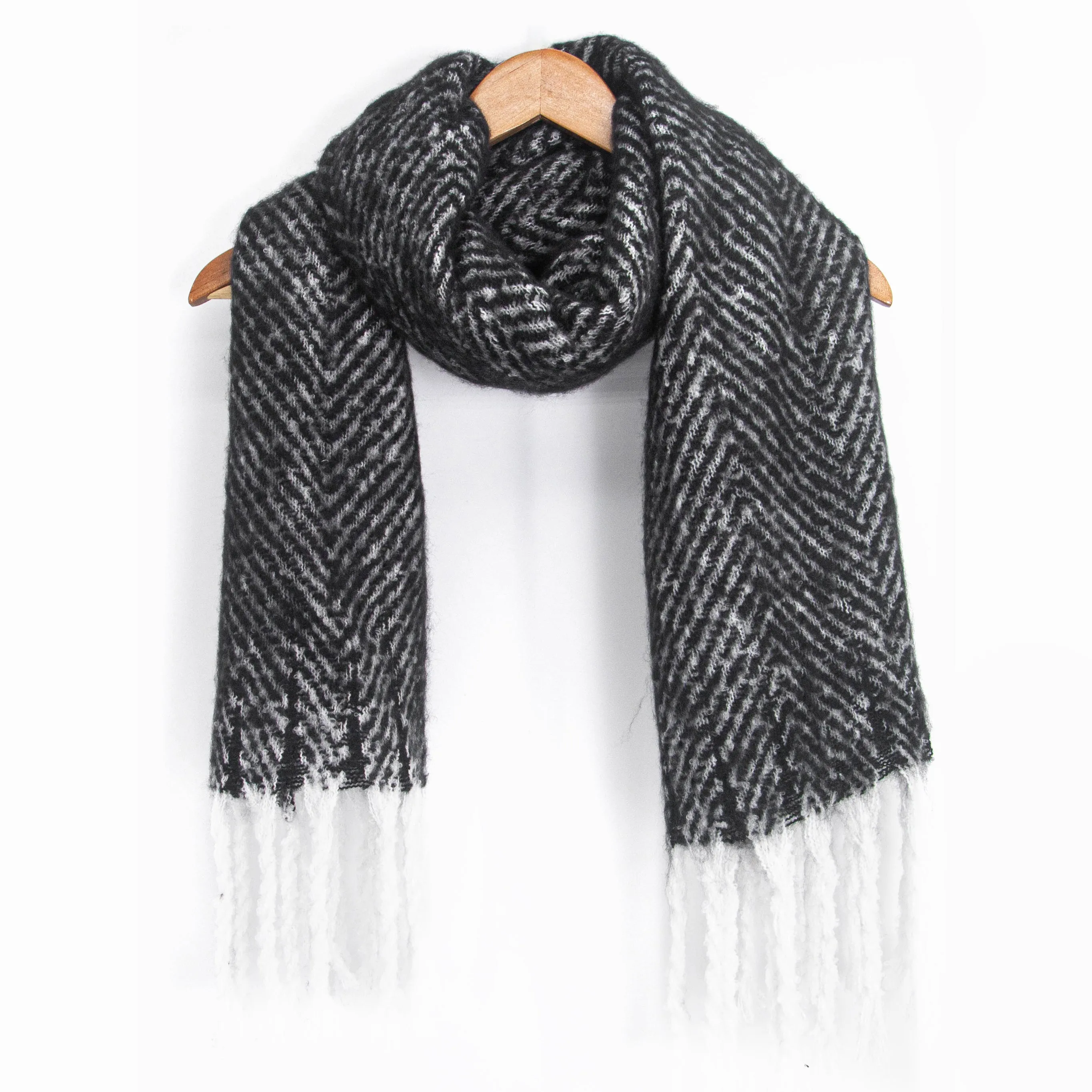 Cooper Heavyweight Scarf - Black, Herringbone