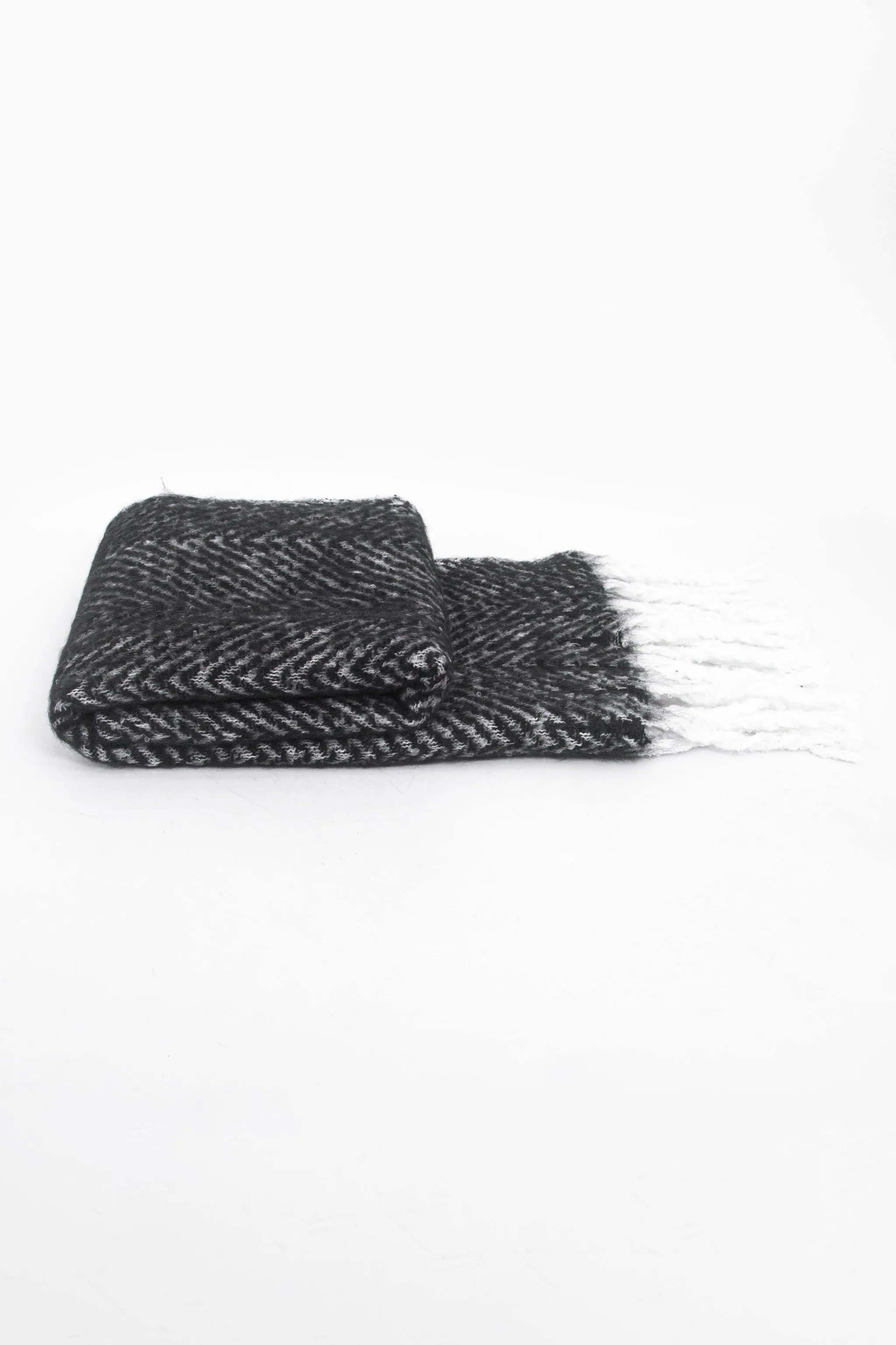 Cooper Heavyweight Scarf - Black, Herringbone