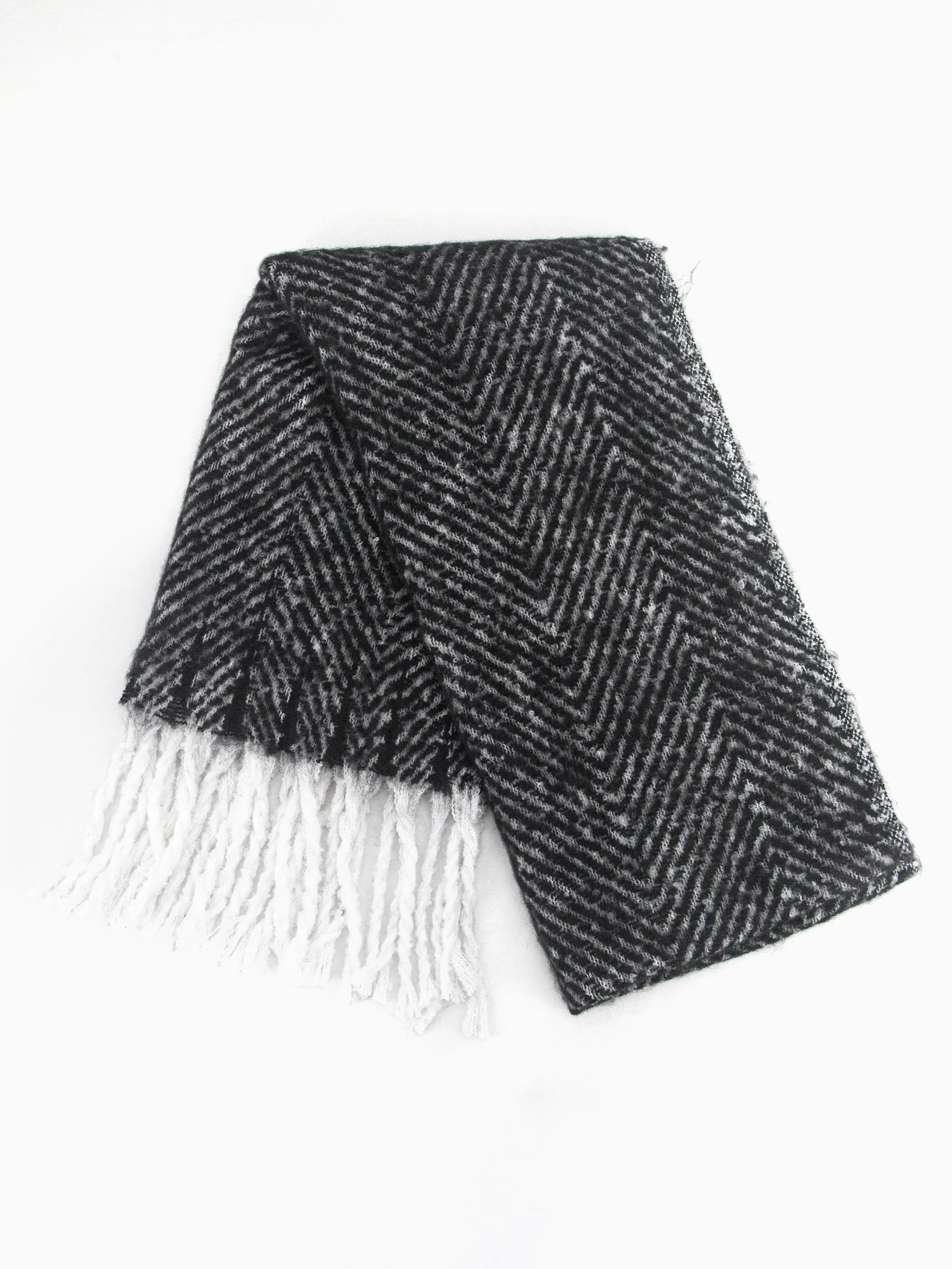Cooper Heavyweight Scarf - Black, Herringbone