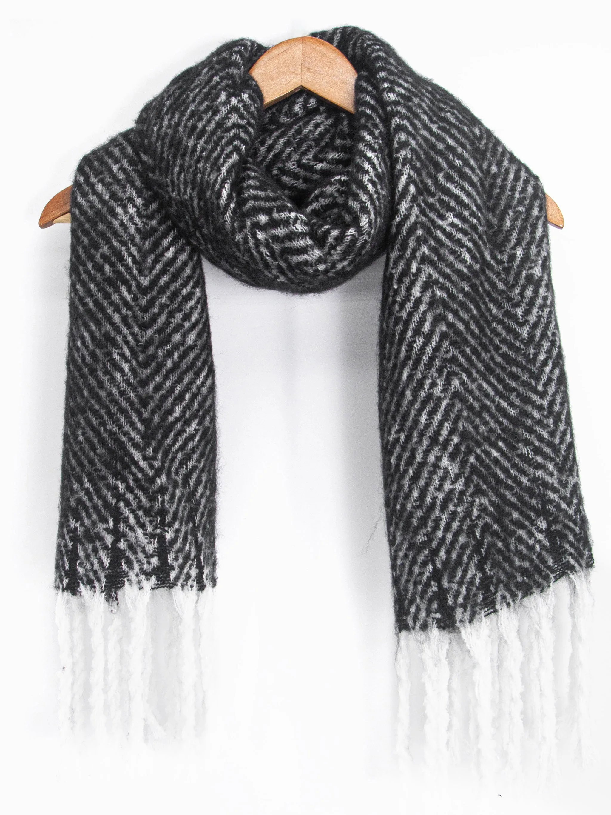 Cooper Heavyweight Scarf - Black, Herringbone