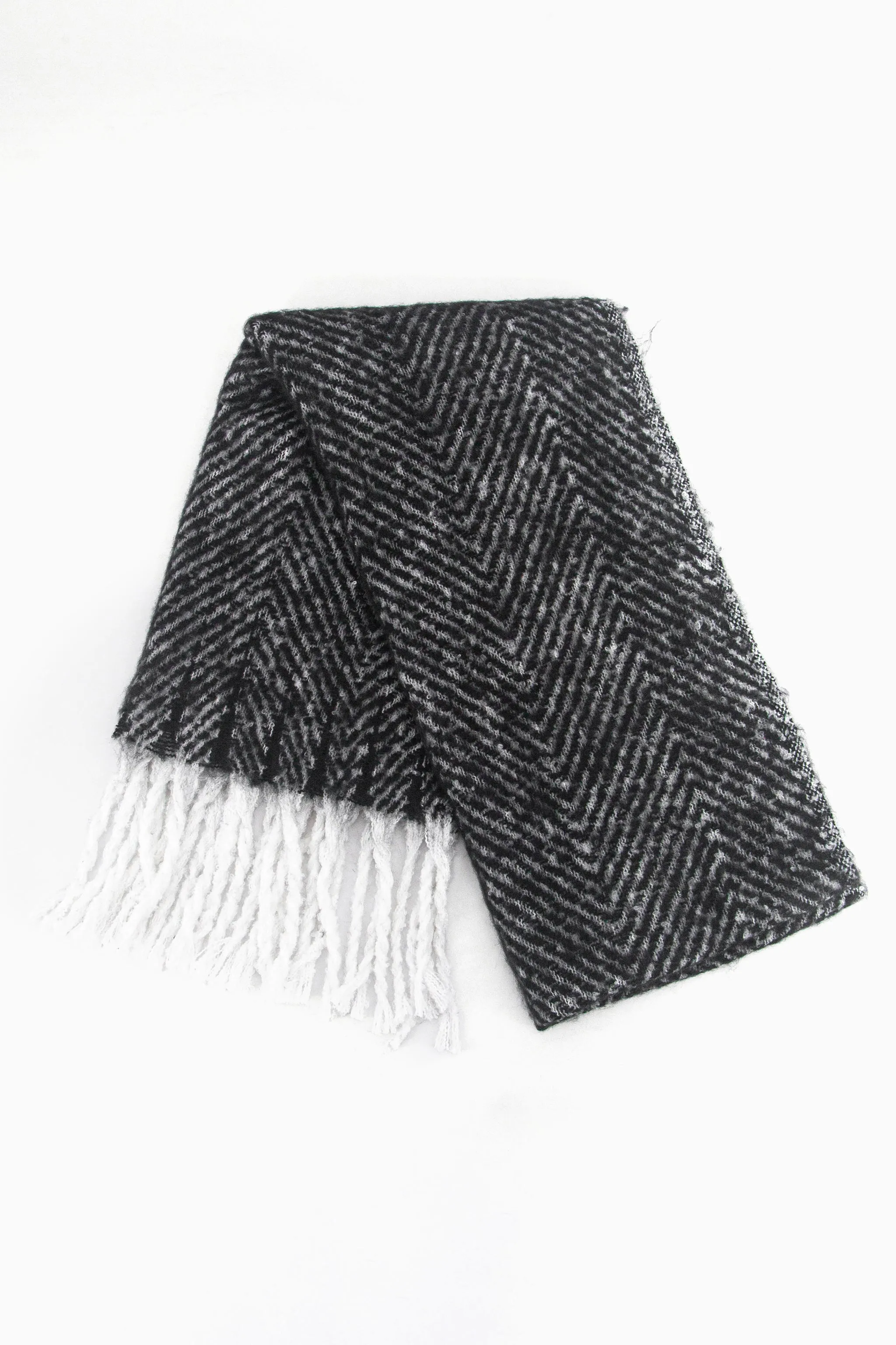 Cooper Heavyweight Scarf - Black, Herringbone