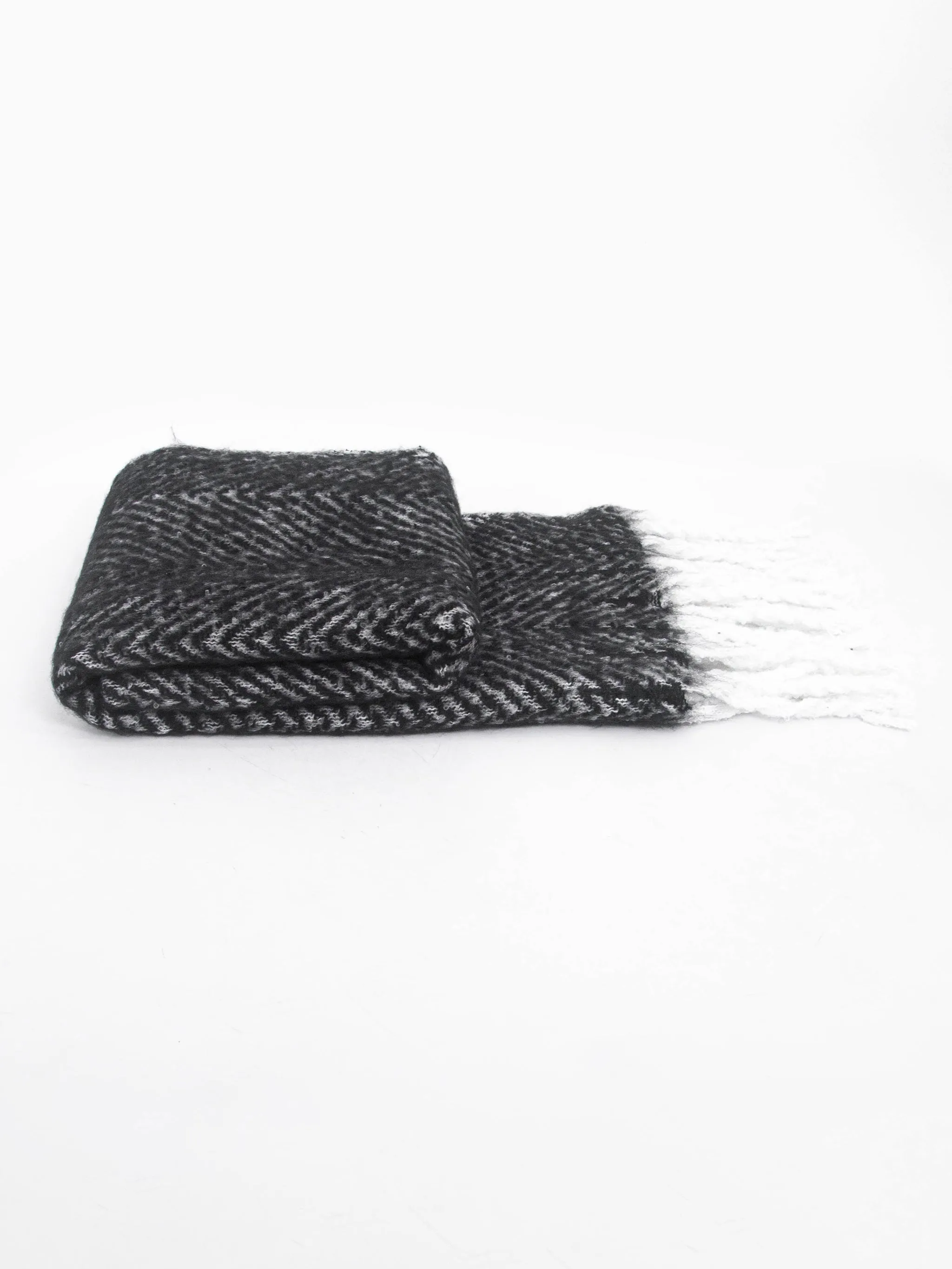 Cooper Heavyweight Scarf - Black, Herringbone