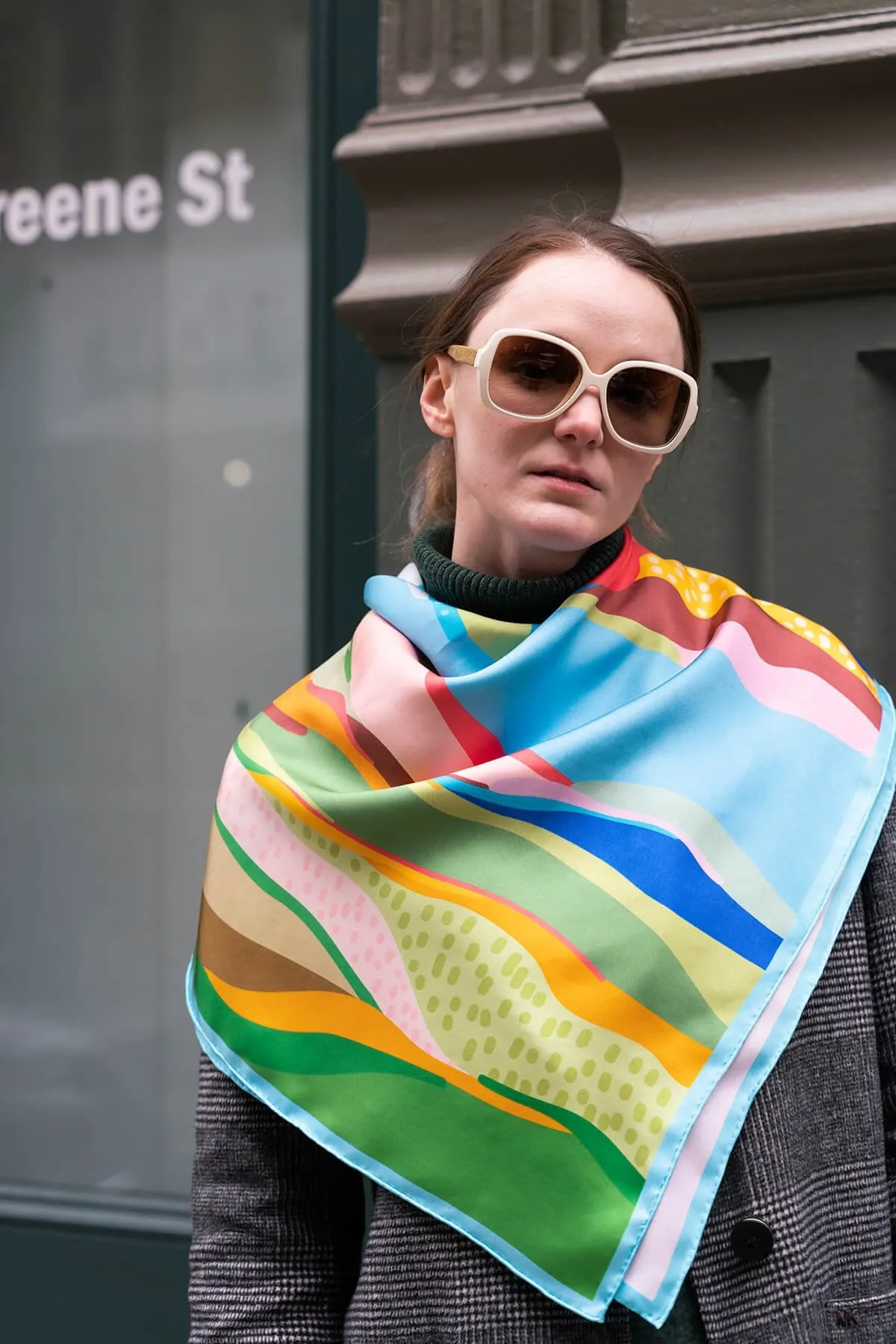 Double Sided Silk Scarf Of Ocean Breeze