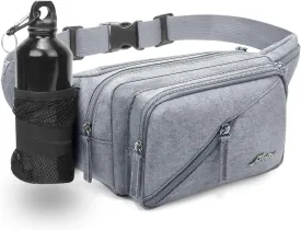 Fanny Pack Waterproof Waist Bag Pack Men Women Hip Bum Bag With Water Bottle Holder Adjustable Strap Suitable For Outdoors Workout Traveling Hiking Cycling Dog Walking Pouch Bag(Grey)
