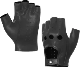 Harssidanzar Mens Fingerless Half Finger Leather Driving Gloves Lambskin Unlined Upgrade GM032US