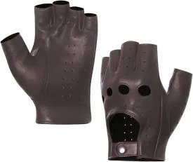 Harssidanzar Mens Fingerless Half Finger Leather Driving Gloves Lambskin Unlined Upgrade GM032US