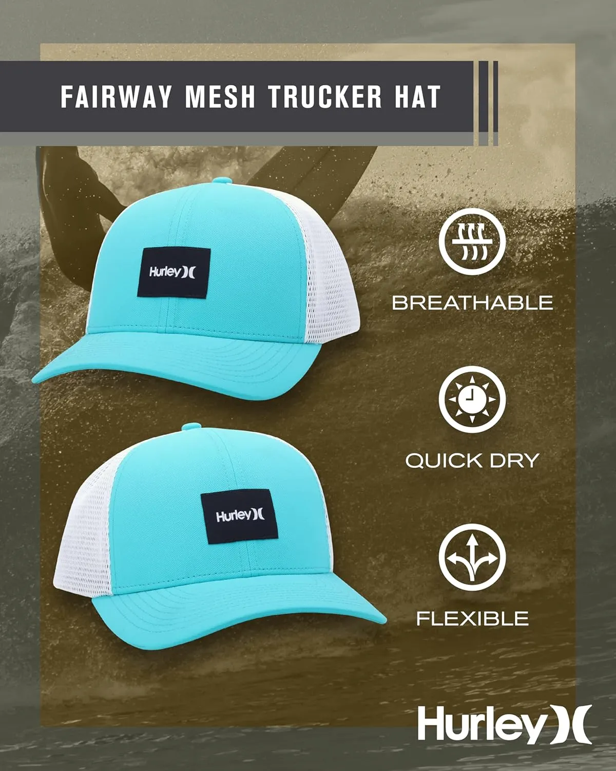 Hurley Men's Snap Back Hats - Fairway Trucker Mesh Baseball Cap Hats for Men