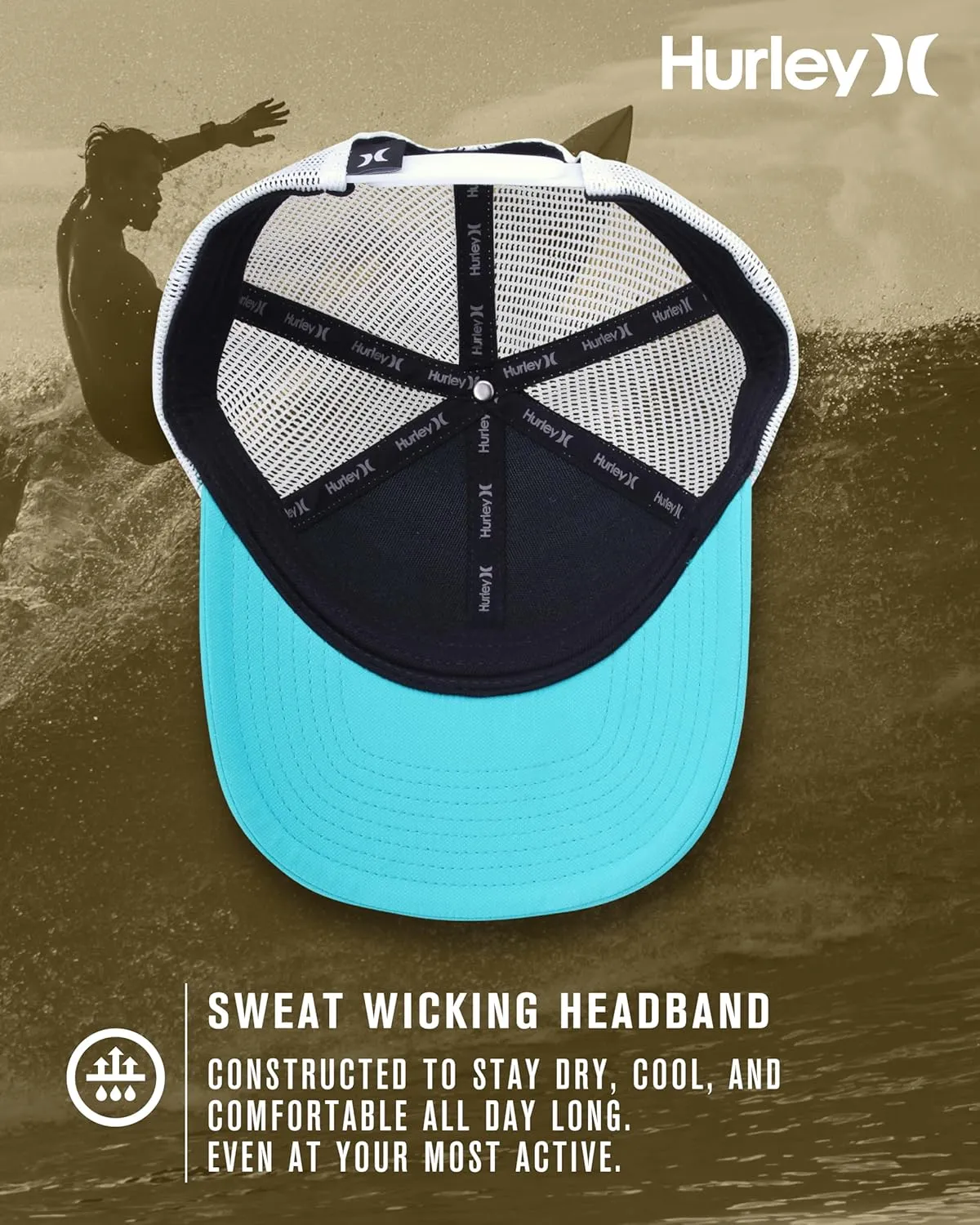 Hurley Men's Snap Back Hats - Fairway Trucker Mesh Baseball Cap Hats for Men