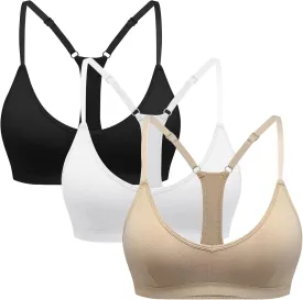 INIBUD Sports Bras for Women Racerback Triangle Padded Bralette Y Back Seamless Bra No Underwire V Neck Wireless