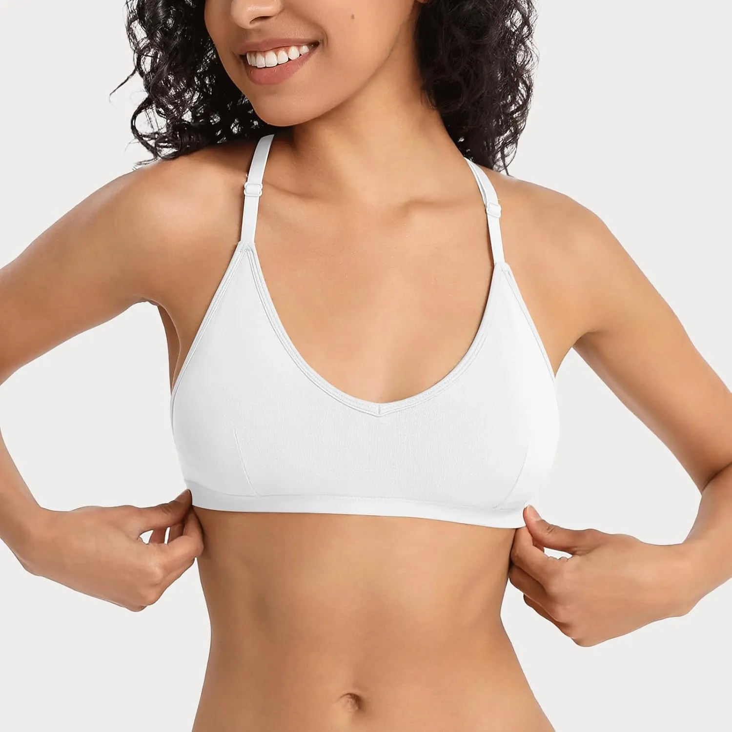INIBUD Sports Bras for Women Racerback Triangle Padded Bralette Y Back Seamless Bra No Underwire V Neck Wireless