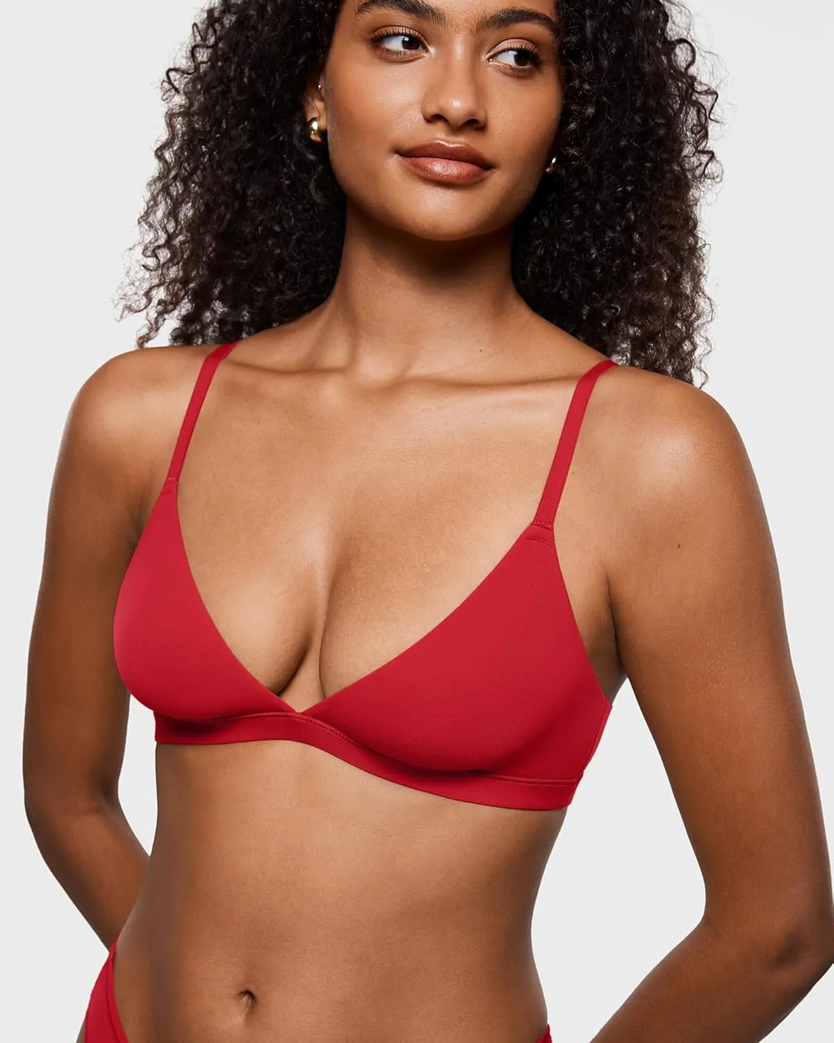 INLYRIC Women's Inbarely Triangle Bralette Plunge Unlined Seamless Bra No Underwire Sexy Comfortable Everyday