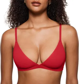 INLYRIC Women's Inbarely Triangle Bralette Plunge Unlined Seamless Bra No Underwire Sexy Comfortable Everyday