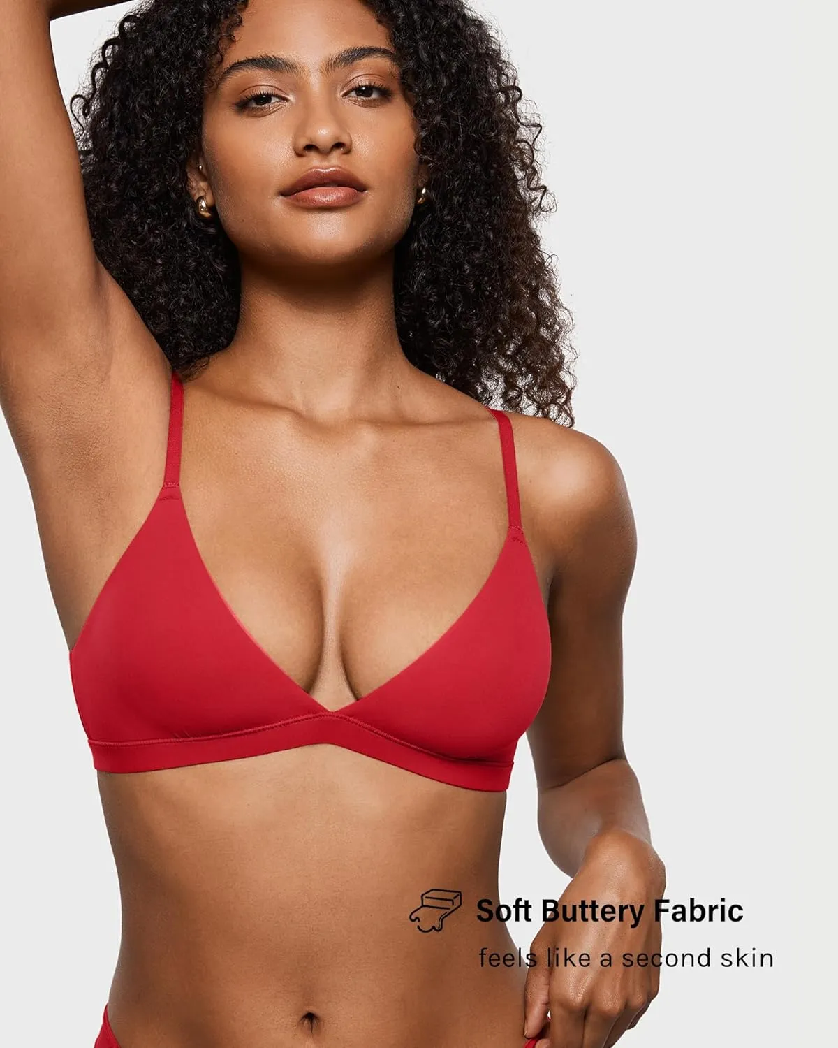 INLYRIC Women's Inbarely Triangle Bralette Plunge Unlined Seamless Bra No Underwire Sexy Comfortable Everyday