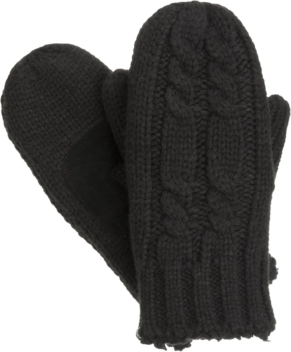 isotoner Women's Chunky Cable Knit Sherpasoft Mittens