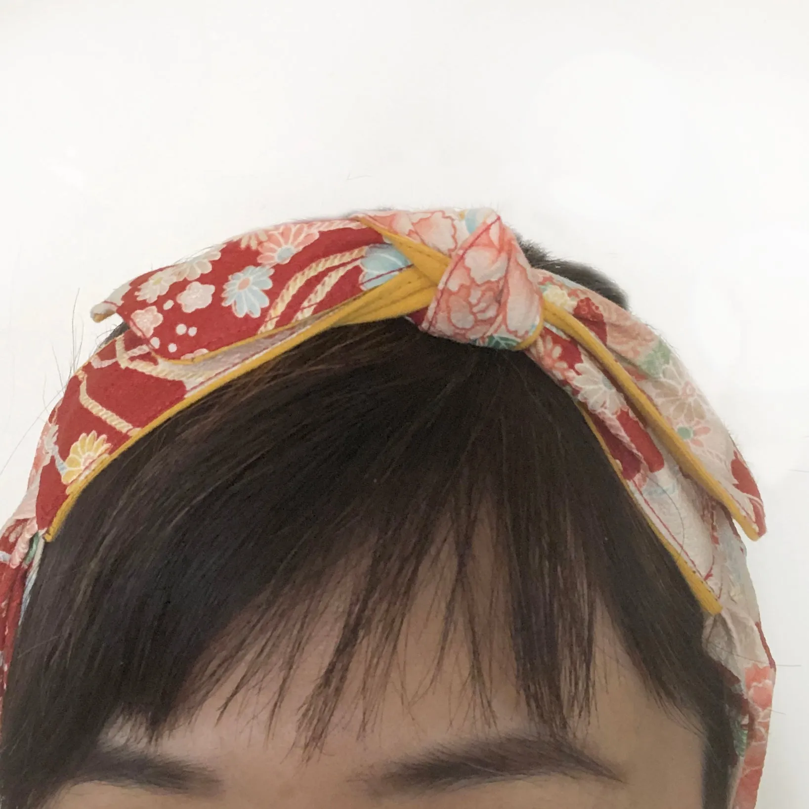 Japanese fabric head scarf, Red Pink