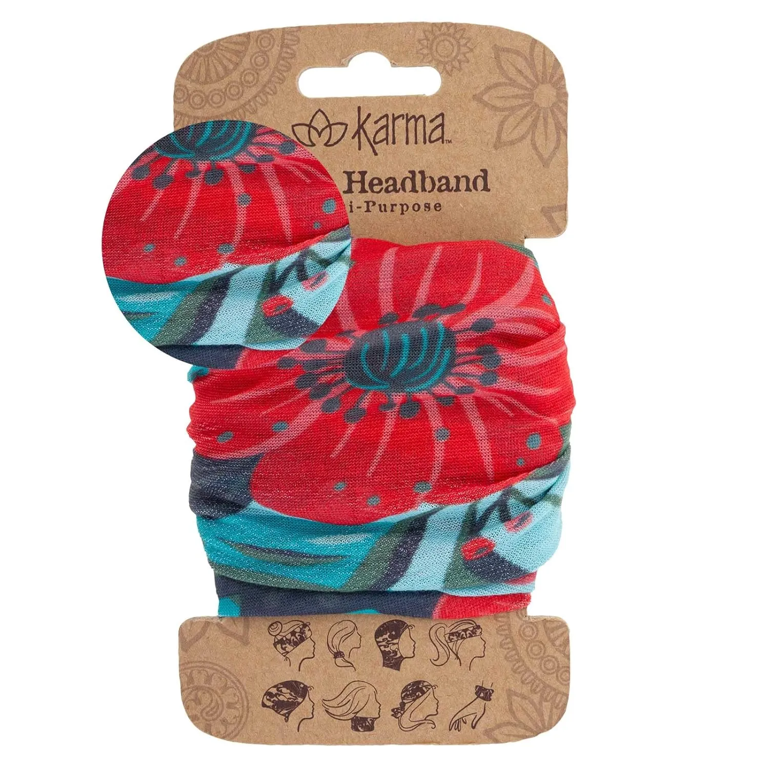 Karma Gifts Wide Headband Blue Floral KA2001