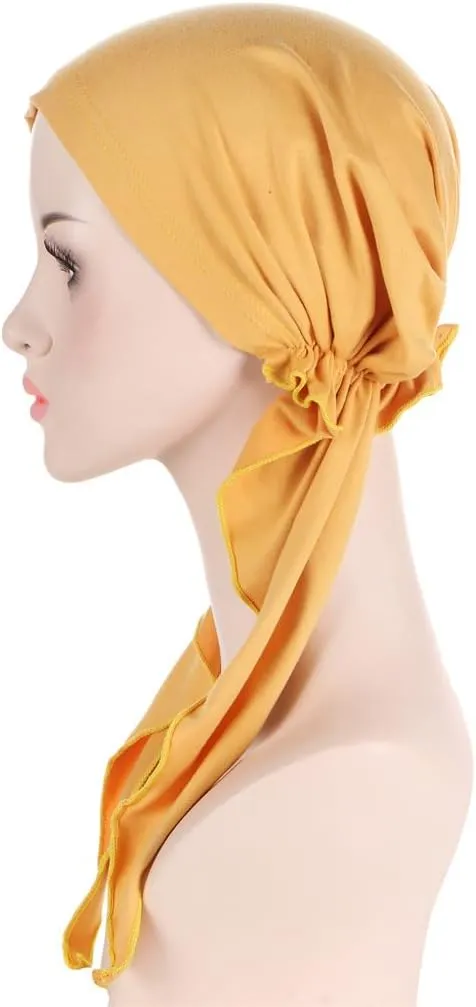 Long Pretied Head Scarf for Women Bandana Hair Turban Hat Chemo Headwear for Women Headwraps Beanie Skull Cover Hat
