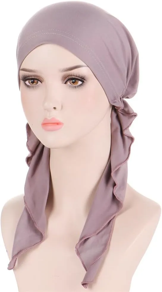Long Pretied Head Scarf for Women Bandana Hair Turban Hat Chemo Headwear for Women Headwraps Beanie Skull Cover Hat