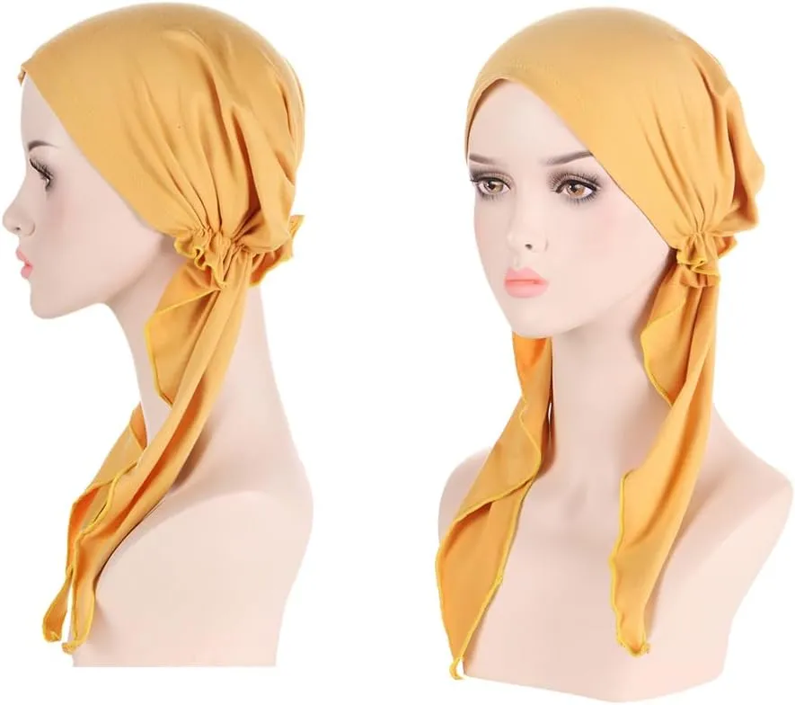 Long Pretied Head Scarf for Women Bandana Hair Turban Hat Chemo Headwear for Women Headwraps Beanie Skull Cover Hat