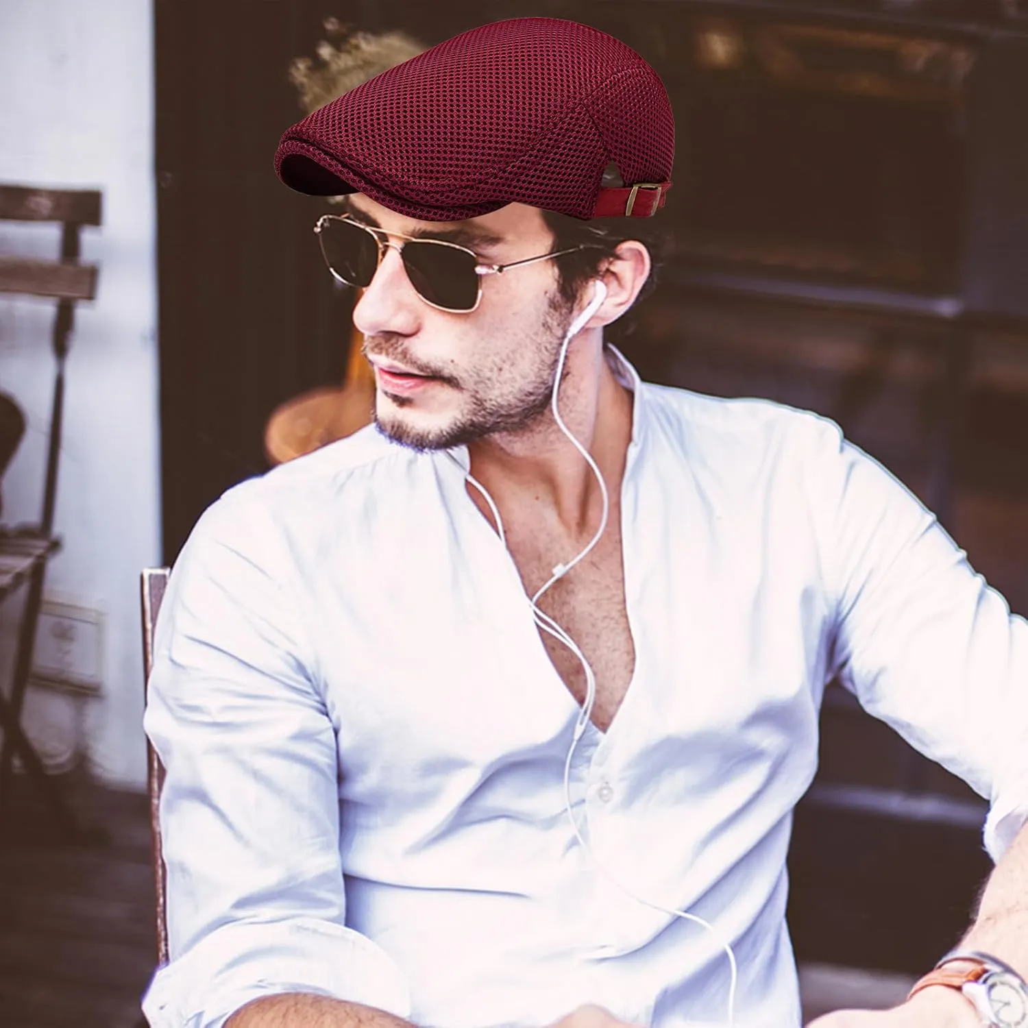 meioro Mens Breathable Mesh Summer Hat Adjustable Flat Cap Newsboy Beret Ivy Cap Irish Cabbie Fishing Hats