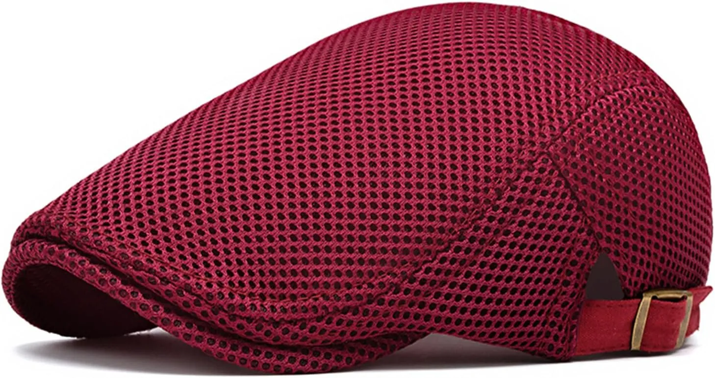 meioro Mens Breathable Mesh Summer Hat Adjustable Flat Cap Newsboy Beret Ivy Cap Irish Cabbie Fishing Hats