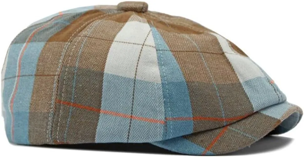 Mens Plaid Newsboy Cap Scally Newsies Ivy Cabbie Golf Hat