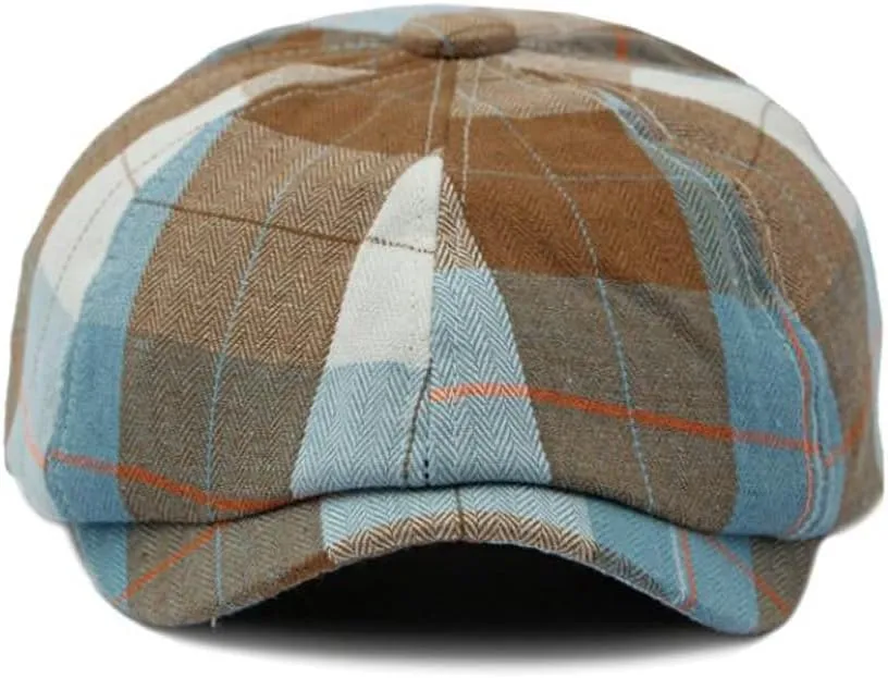 Mens Plaid Newsboy Cap Scally Newsies Ivy Cabbie Golf Hat