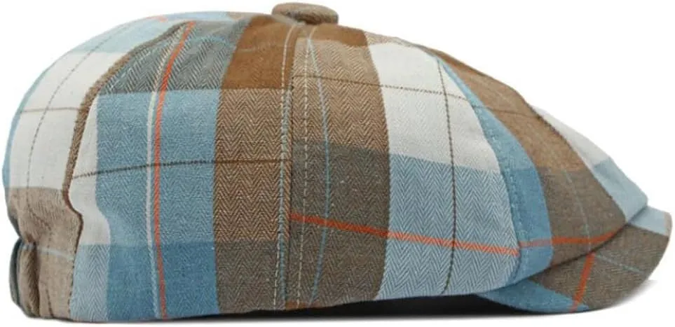 Mens Plaid Newsboy Cap Scally Newsies Ivy Cabbie Golf Hat