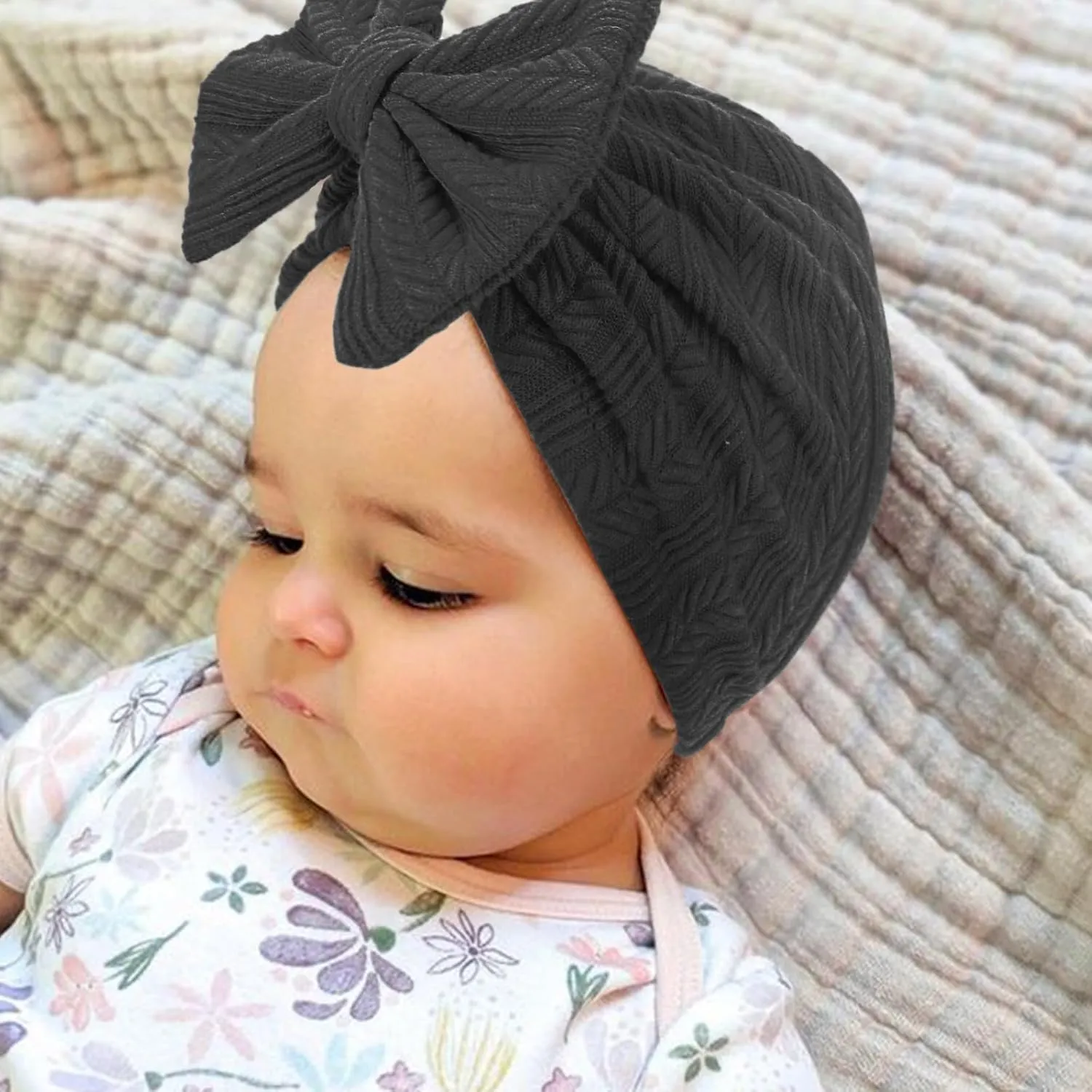 Newborn Baby Hats and Mittens Set Infant Bow Beanie Cap Toddler Gloves Newborn Hospital Hats for Baby Boy Girl 0-12 Months