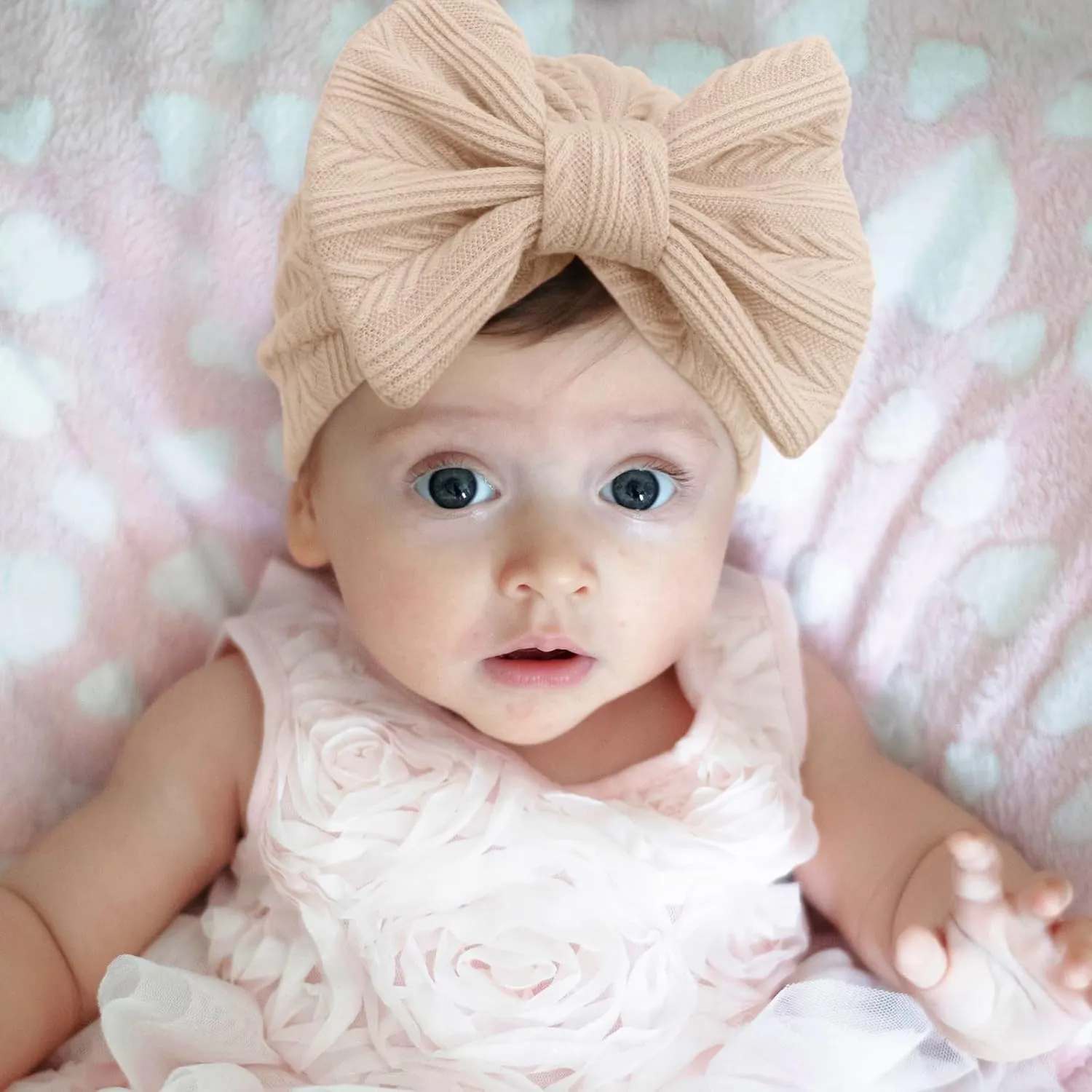 Newborn Baby Hats and Mittens Set Infant Bow Beanie Cap Toddler Gloves Newborn Hospital Hats for Baby Boy Girl 0-12 Months