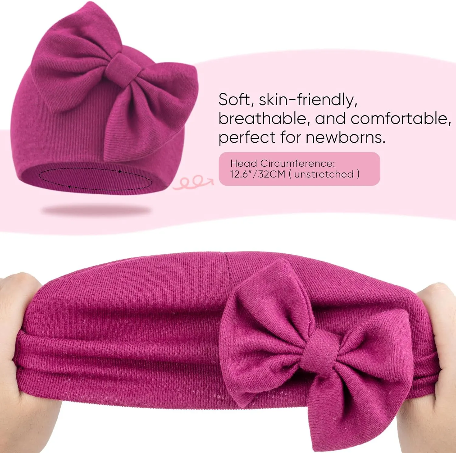 Newborn Baby Hats and Mittens Set Infant Bow Beanie Cap Toddler Gloves Newborn Hospital Hats for Baby Boy Girl 0-12 Months