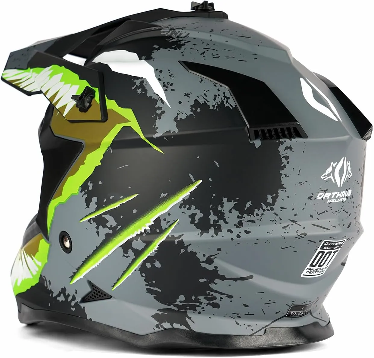 Orthrus Greyhound Off-Road Helmet: Ultimate Safety and Performance for Adult ATV, Motorcross, Dirt Bike, and Snowmobile Enthusiasts - Devour Yellow (Size L)