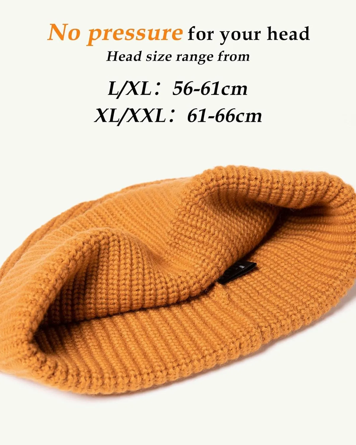 Oversize L/XL/XXL Merino Wool Blend Short Fisheman Beanie Lightweight Warm Hat for Cold Weather Winter