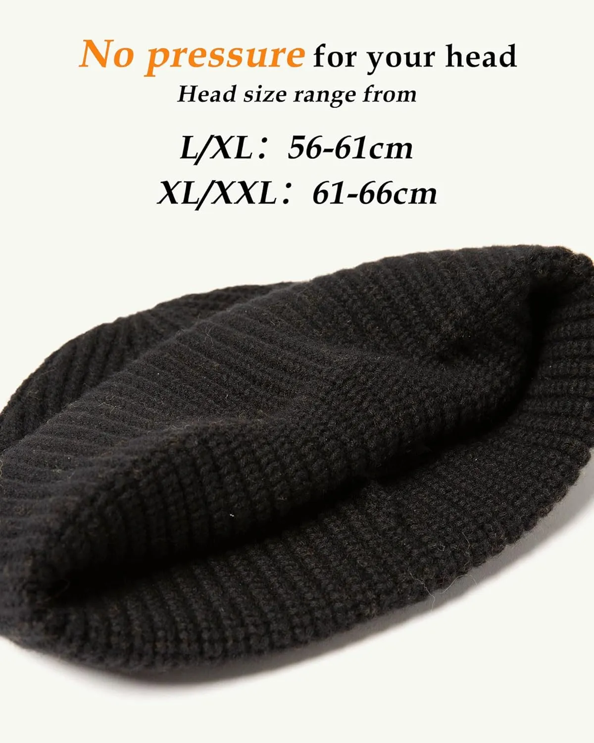 Oversize L/XL/XXL Merino Wool Blend Short Fisheman Beanie Lightweight Warm Hat for Cold Weather Winter