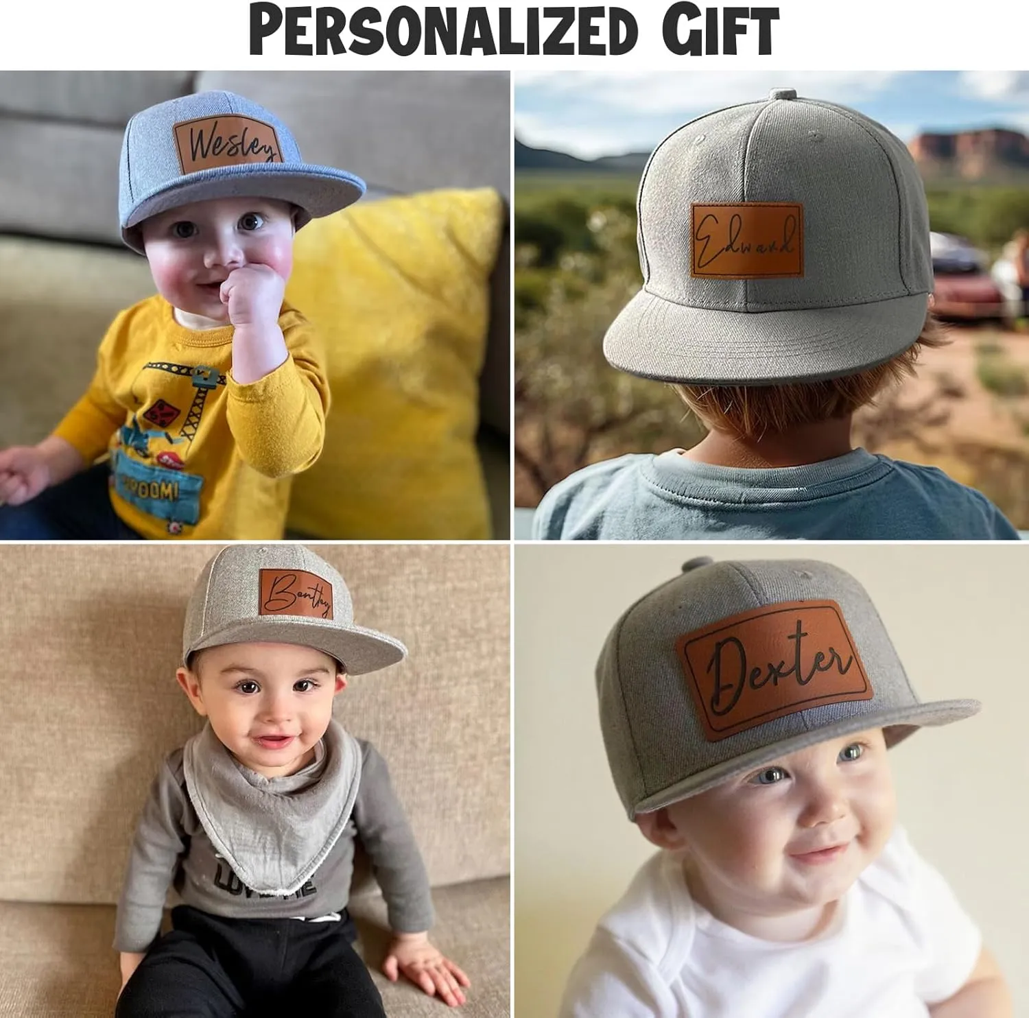 Personalized Toddler Hats, Custom Name Baseball Caps with Adjustable Snapback, Truck Cap for Infants Kids and Adults