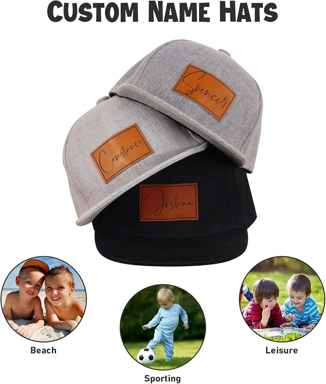 Personalized Toddler Hats, Custom Name Baseball Caps with Adjustable Snapback, Truck Cap for Infants Kids and Adults