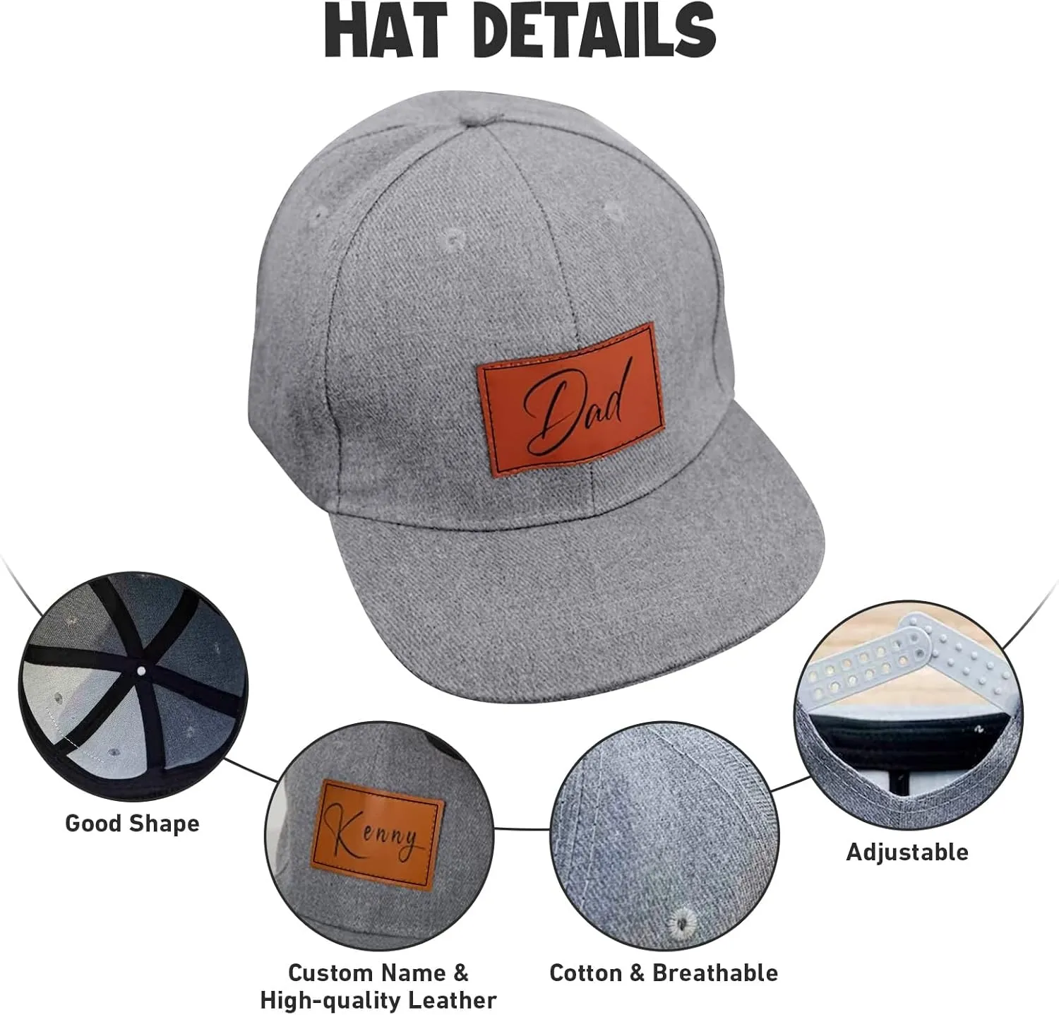 Personalized Toddler Hats, Custom Name Baseball Caps with Adjustable Snapback, Truck Cap for Infants Kids and Adults
