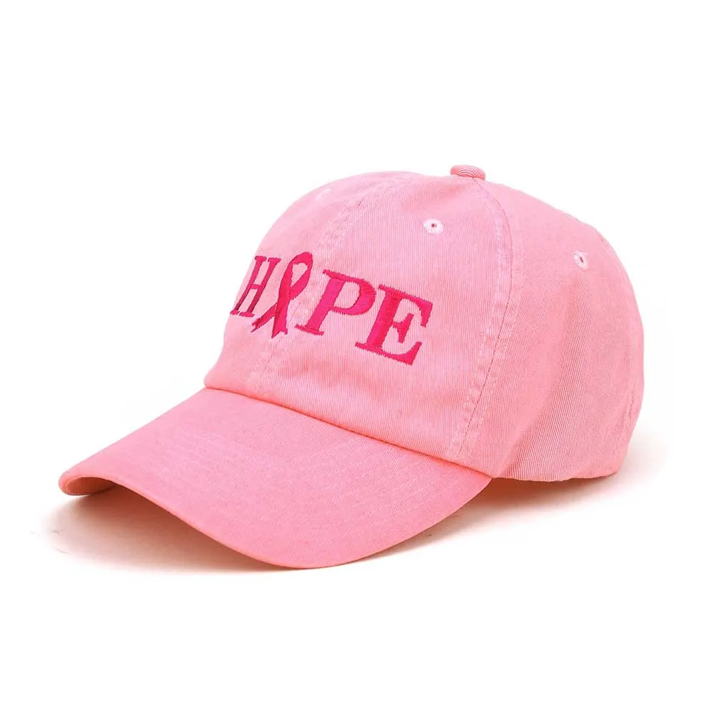 Pink Ribbon Breast Cancer Awareness Dyed Cotton Cap