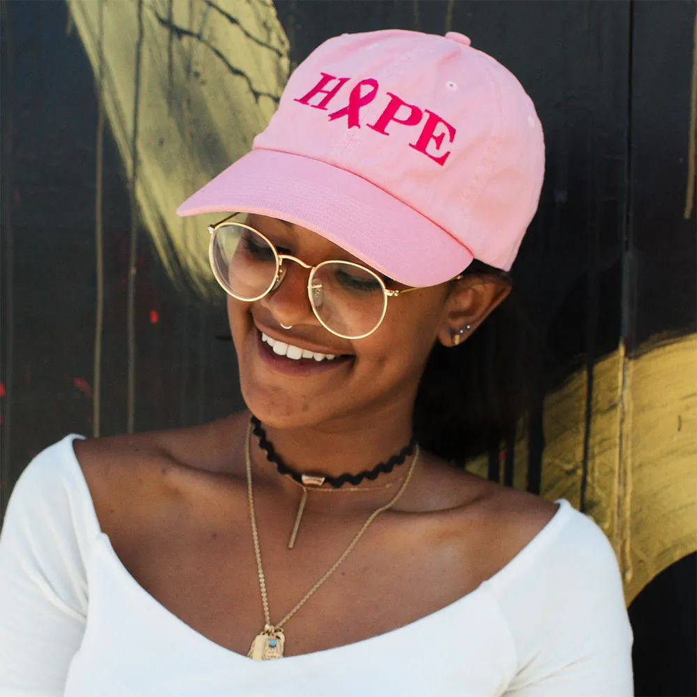 Pink Ribbon Breast Cancer Awareness Dyed Cotton Cap