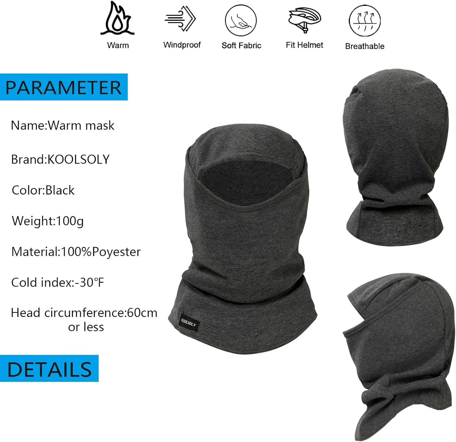 Ski Mask Balaclava Cold Weather Warm and Fleece Face Mask Neck Warmer Full Face Mask for Men&Women
